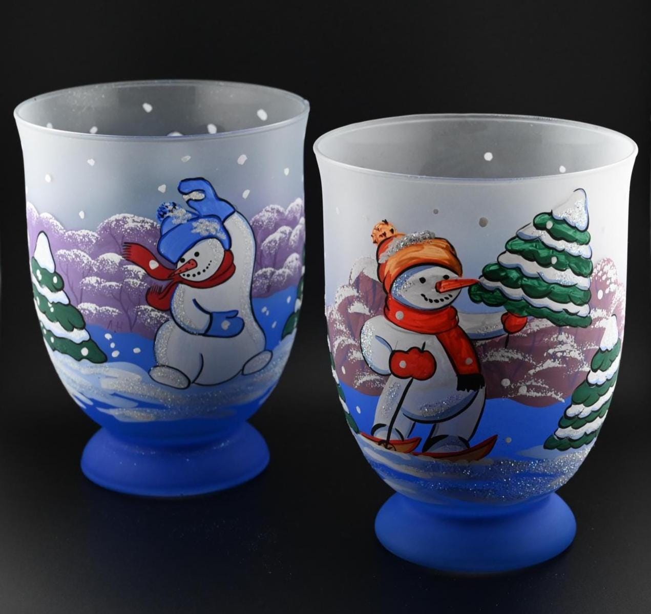 Christmas Vase Set: Handblown Frosted Glass Decor