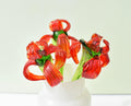 Handmade Red Glass Iris Flower: Flame Worked Sculpture