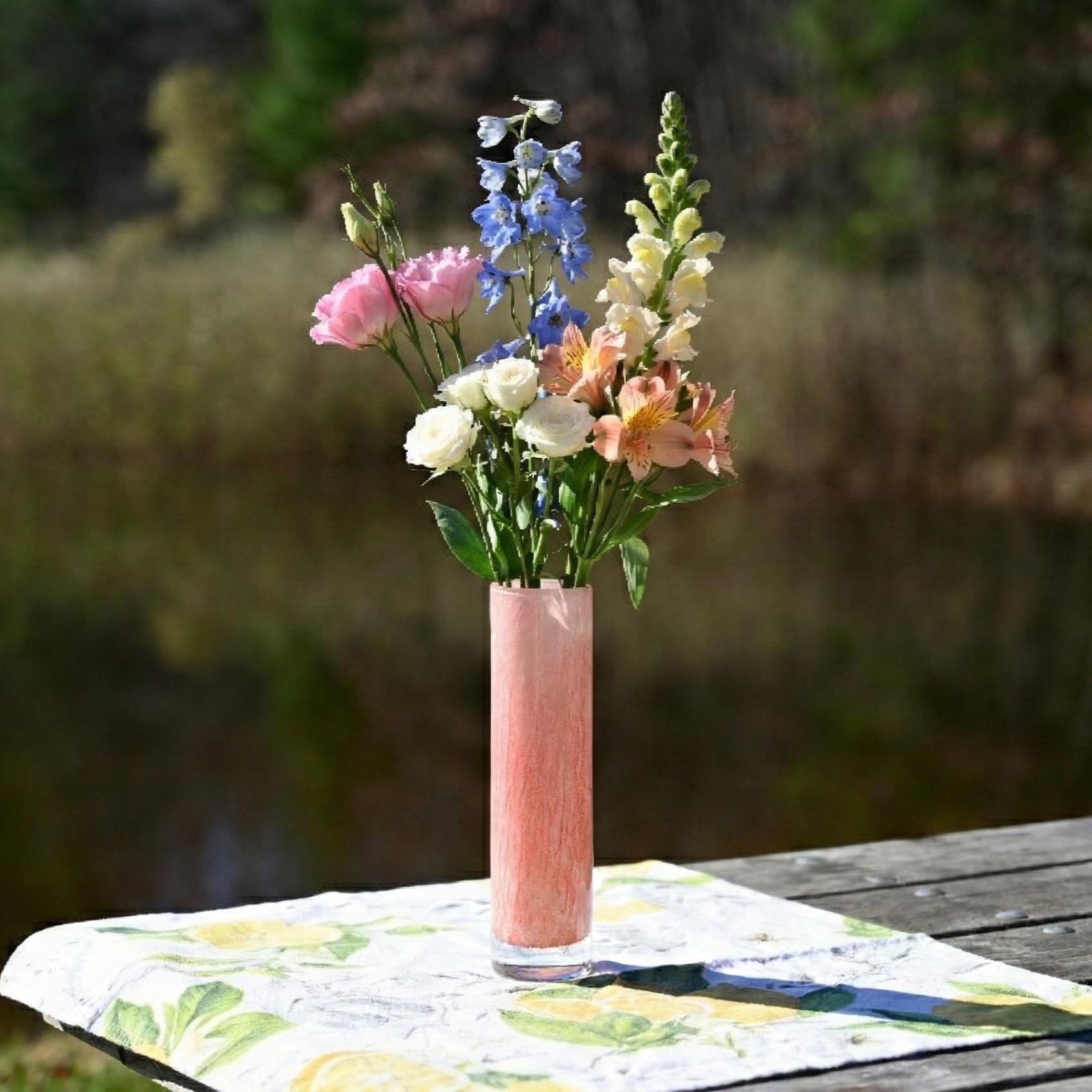 Pink Vase - Glass Flower Vase - Blown Glass Vase - Handmade Vase - Murano Glass Vase - Art Glass Vase Decor Gift for Her