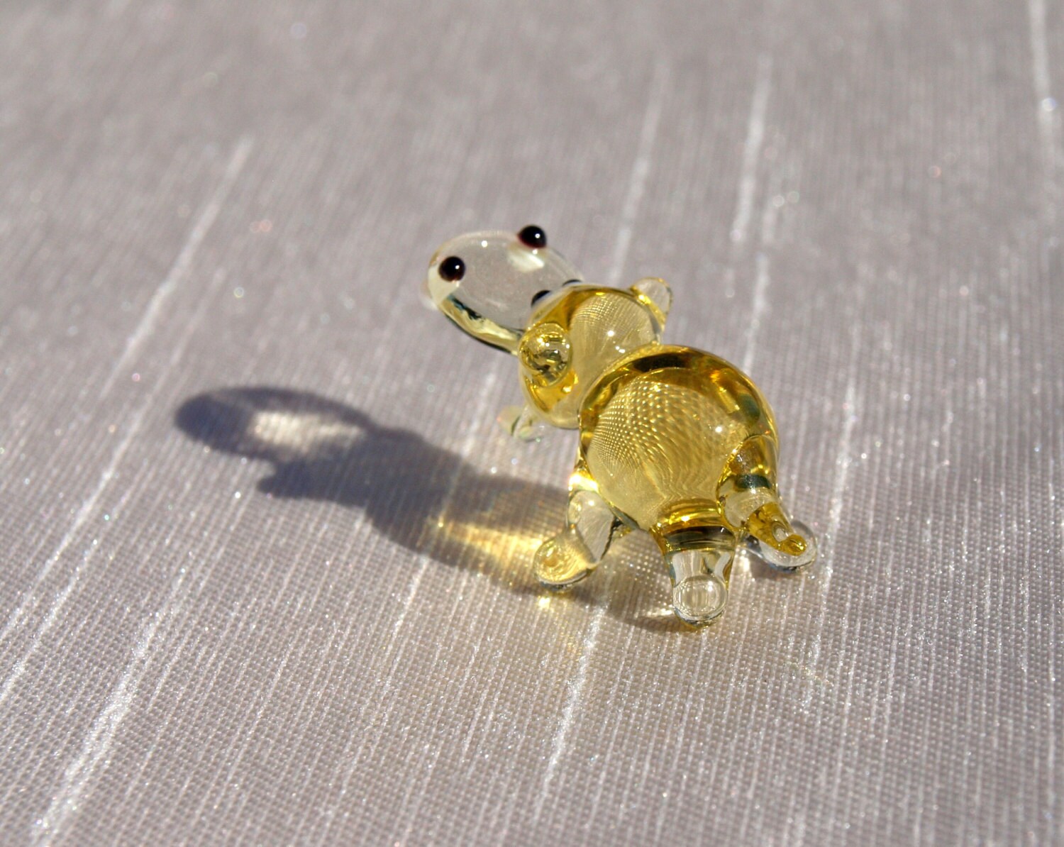 Mini Yellow Glass Hippo Figurine: Sentimental Animal Keepsake
