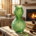 Green Blown Glass Vase | Art Deco Vase | Dark Green Murano Glass Vase | Double Gourd Vase Green Vase Home Decor Gift For Her