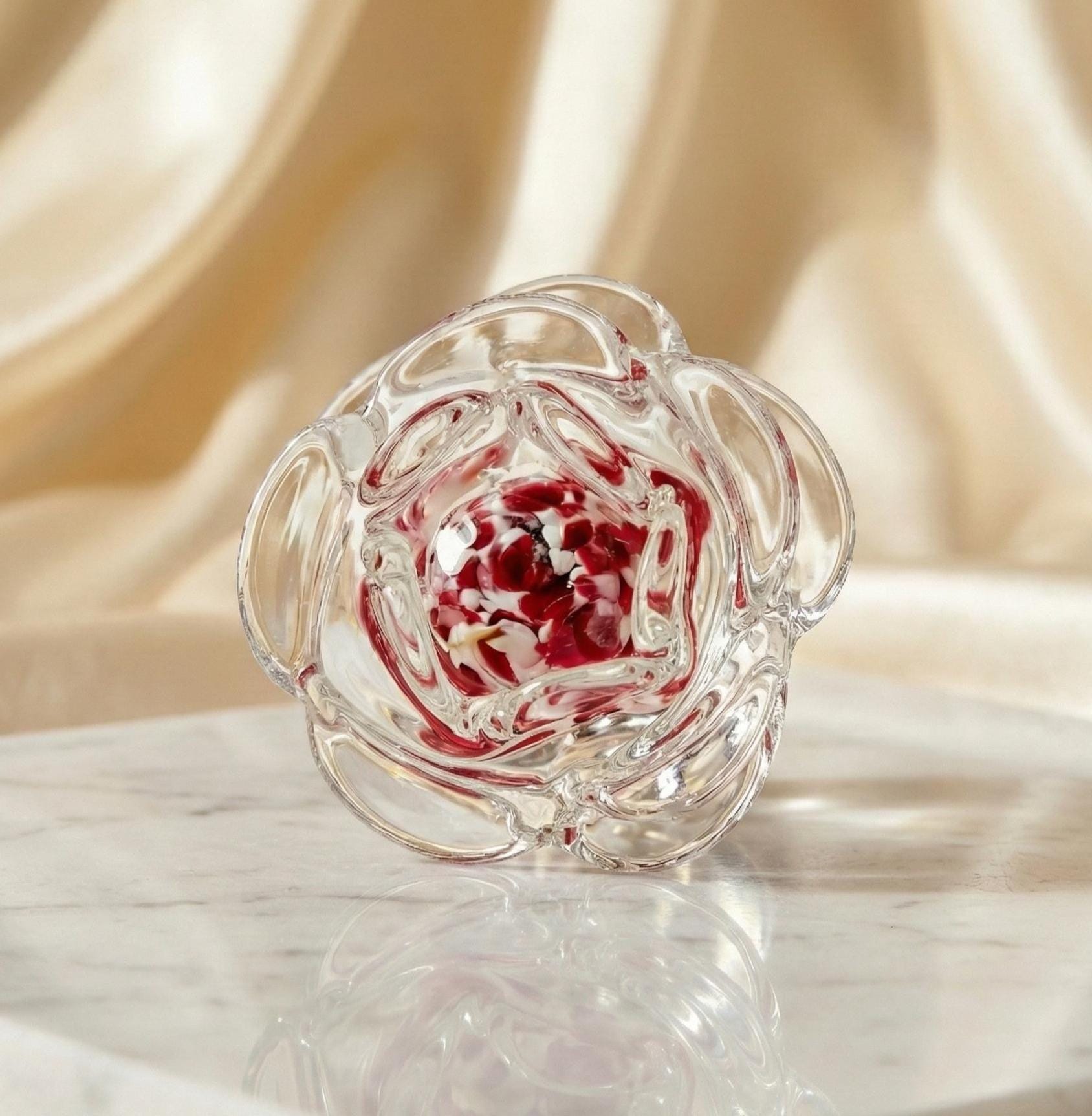 Pink Glass Rose Paperweight
