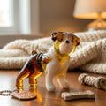 Glass English Bulldog, Dog Memorial Gift, English Bulldog Gifts, White & Amber Glass Dog, Blown Glass Animals, Bulldog Decor, Dog Figurine