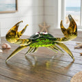 Green Glass Crab, Glass Sculpture, Crab Decor, Beach Art, Summer Decor, Glass Figures, Hand Blown Glass, Glass Animals, Blown Glass Animals