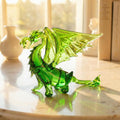 Dragon Statue, Fantasy Decor, Green Glass Dragon, Glass Sculpture, Dragon Gifts, Dragon Decor, Fantasy Art, Blown Glass Animals, 5 Inch