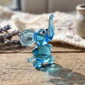 Elephant Gifts, Elephant Figurine, Glass Elephant, Glass Animals, Tiny Glass Animals, Elephant Decor, Mini Glass Animals, Elephant Art, Blue