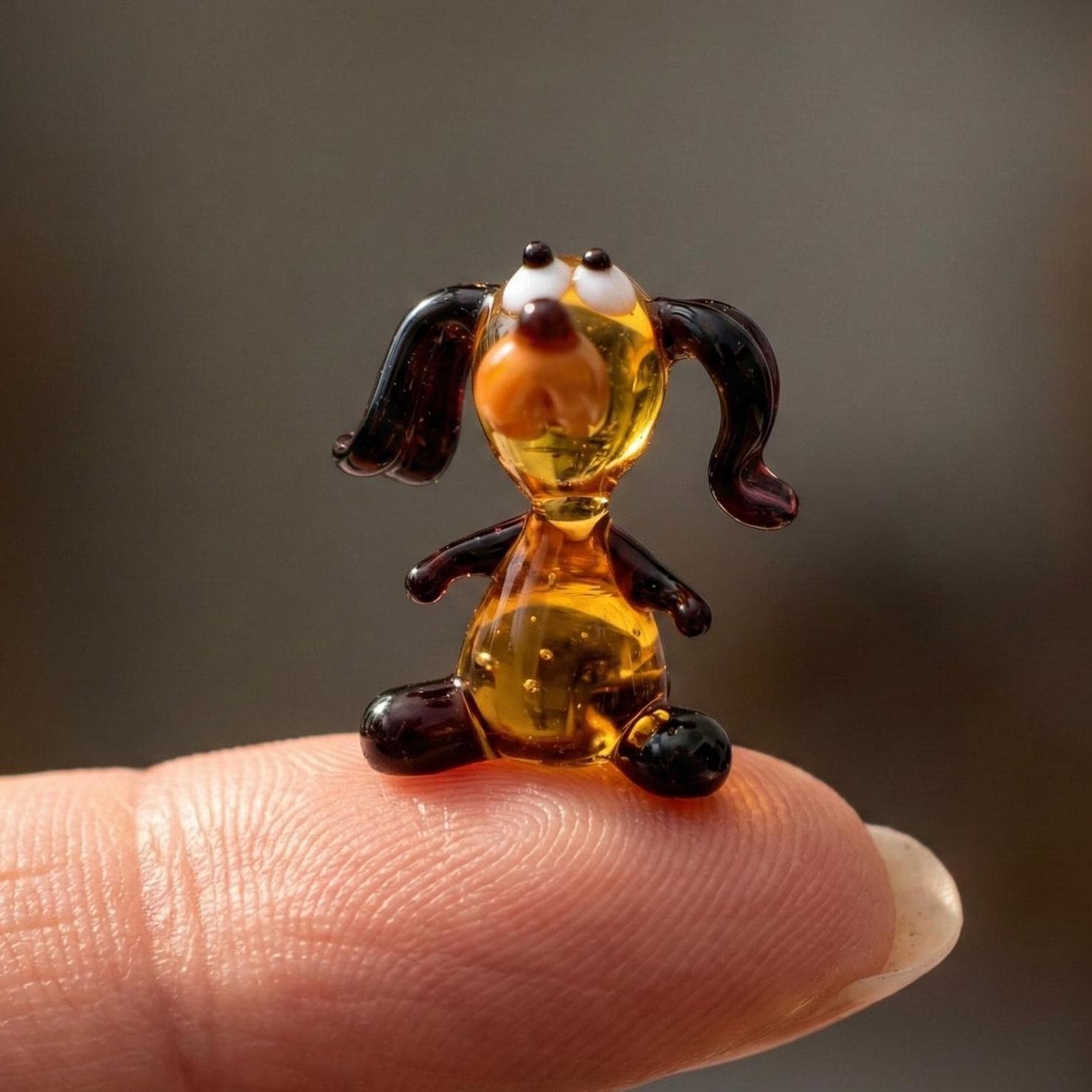 Amber Glass Dog Figurine, Mini Glass Animals, Collectible Tiny Glass Animals, Dog Memorial Gift, Miniature Glass Animals, Puppy Gift