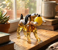 Amber Glass Dog Statue, Beagle Dog Playing Fetch, Dog Figurine, Hound Dog, Dog With Ball, Dog Lover Gift, Amber Glass, Hand Blown Art