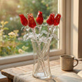 Glass Flower Bouquet - Handmade Glass Flowers Roses - Blown Glass Flowers - Red Glass Roses - Mothers Day Gifts for Her