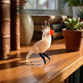 Cockatoo Figurine, Tiny Glass Animals, Mini Cockatoo Glass Bird, Gift for Bird Lovers, Glass Parrot Miniature, Hand Blown Glass Animal