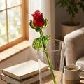 Hand Blown Red Glass Rose - Mothers day Gift for Her - Eternal Flower Gift, Romantic Home Decor