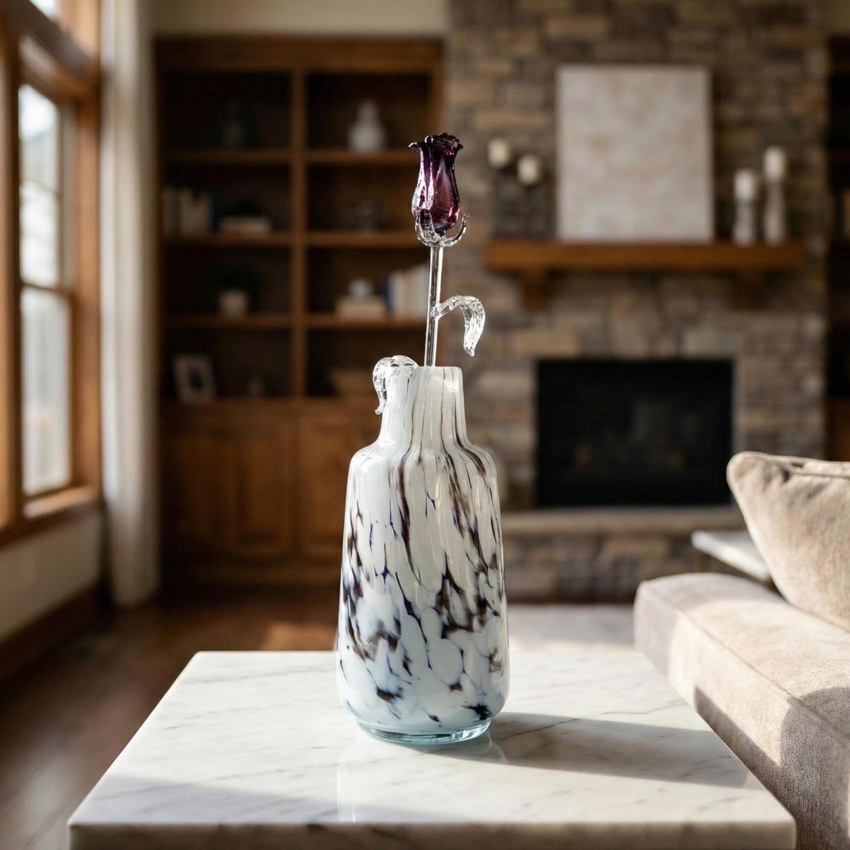 Winter Rose Glass Centerpiece