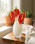 Hand Blown Glass Flowers: Red & Yellow Flame-Worked Sculpture