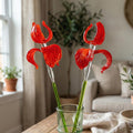 Red Glass Flowers, Glass Iris, Glass Flower Bouquet, Mothers Day Gifts, Spring Decor, Long Stem Glass Flowers, Desk Decor, Forever Flowers