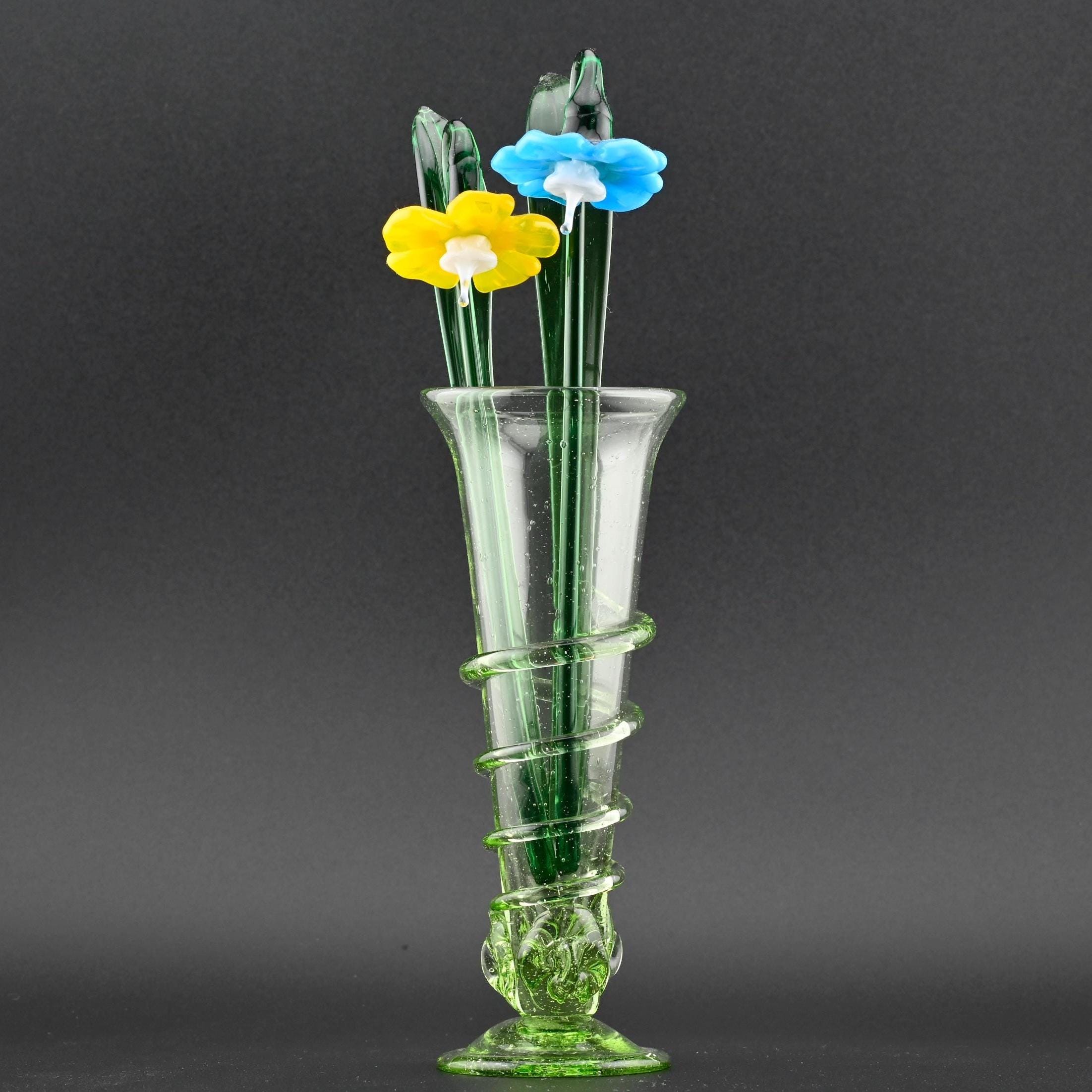 Hand Blown Glass Flowers in Vase - Mothers Day Gifts for Her
