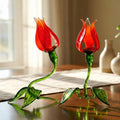 Glass Flower Sculpture, Glass Sculpture - Blown Red Glass Tulip - Glass Birth Month Flower with Stem - Mothers Gift for Her