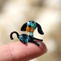 Beagle Art Gifts, Tiny Glass Animals, Glass Mini Dog Figurine, Miniature Glass Animals, Mini Puppy, Whimsical Decor