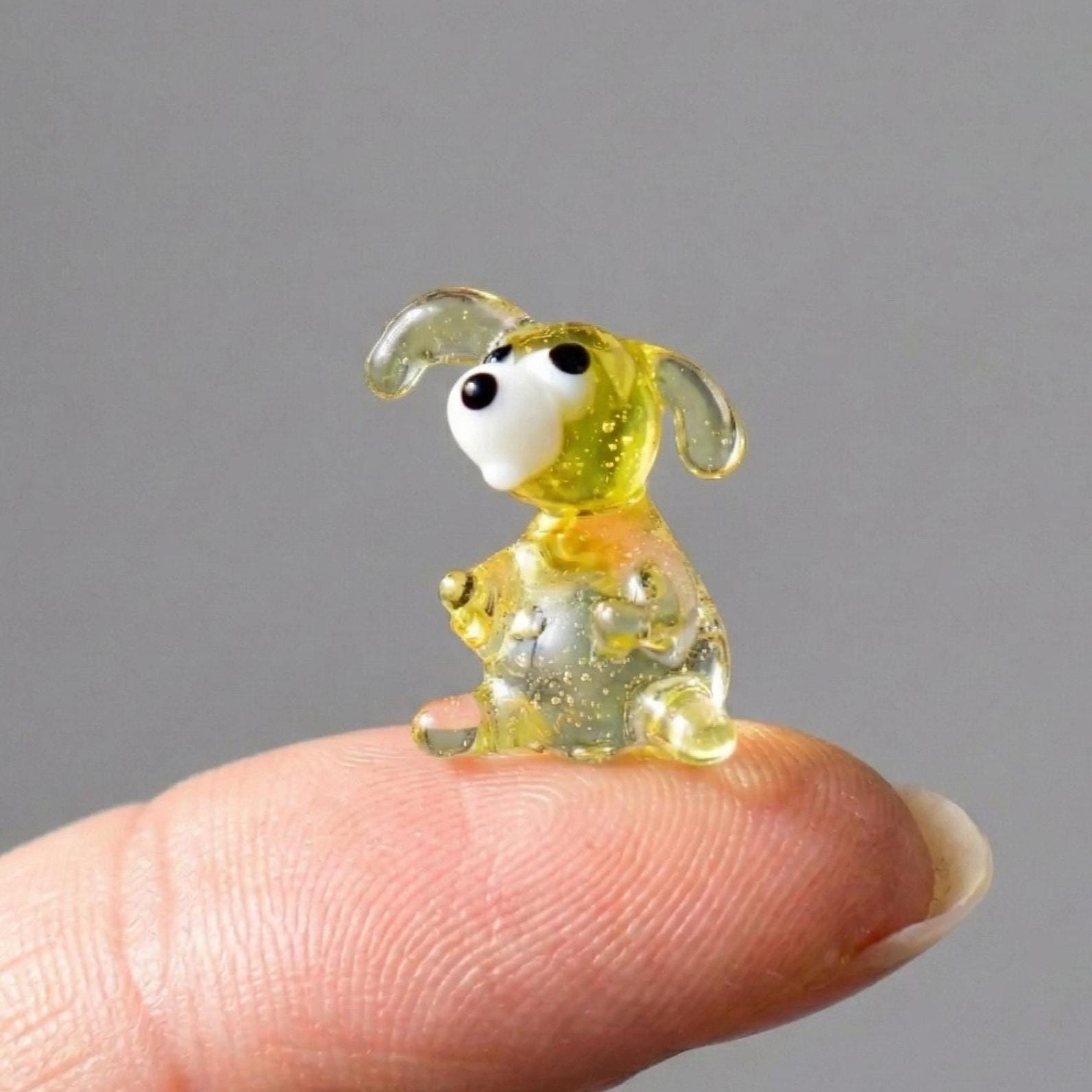 Mini Dog Figurine, Tiny Glass Animals, Puppy Dog Figurine, Dog Sculpture, Miniature Glass Animals, Glass Animal Figurines,Mini Glass Animals