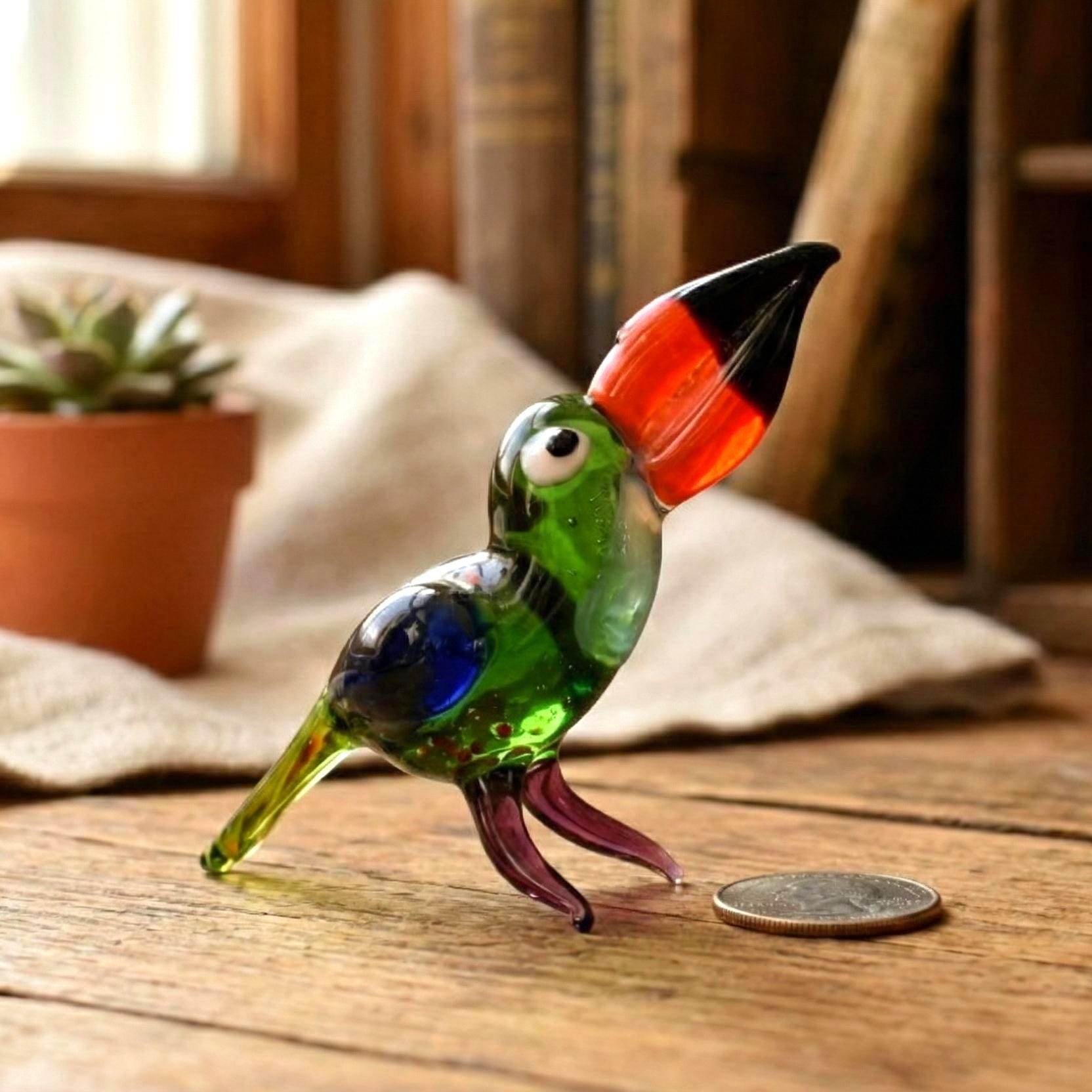 Toucan Sculpture, Toucan, Gift for Bird Lovers, Glass Toucan Art, Blown Glass Animals, Glass Bird Figurine, Tropical Jungle Decor Gift