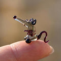Lampwork Glass Rat Miniature: Tiny Grey Figurine, Whimsical Gift