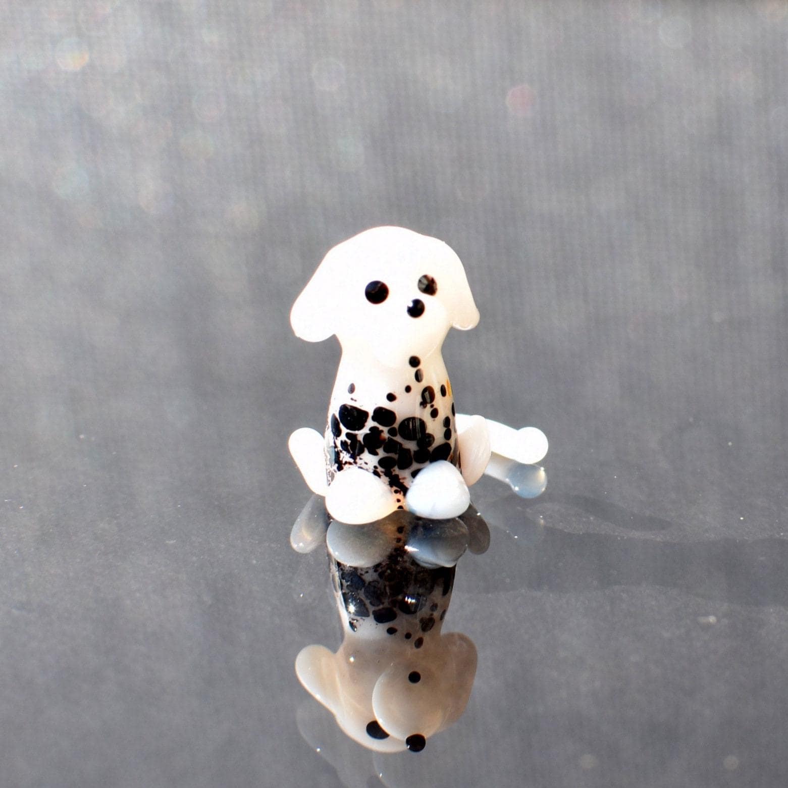 101 Days of School Dalmation Glass Dog Figurine, Tiny Glass Animals, Miniature Glass Animals, Spotted Dog, Glass Dog Art Puppy