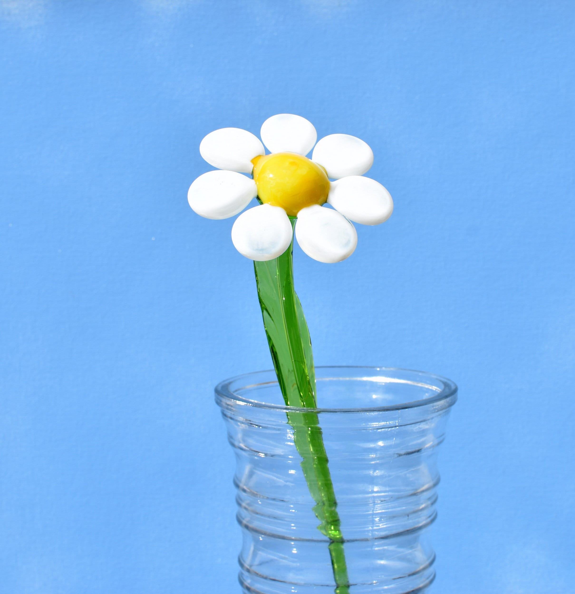 Mini Hand Blown Glass Flower in Vase - Cute Daisy Gift - Mothers Day Gifts for Her