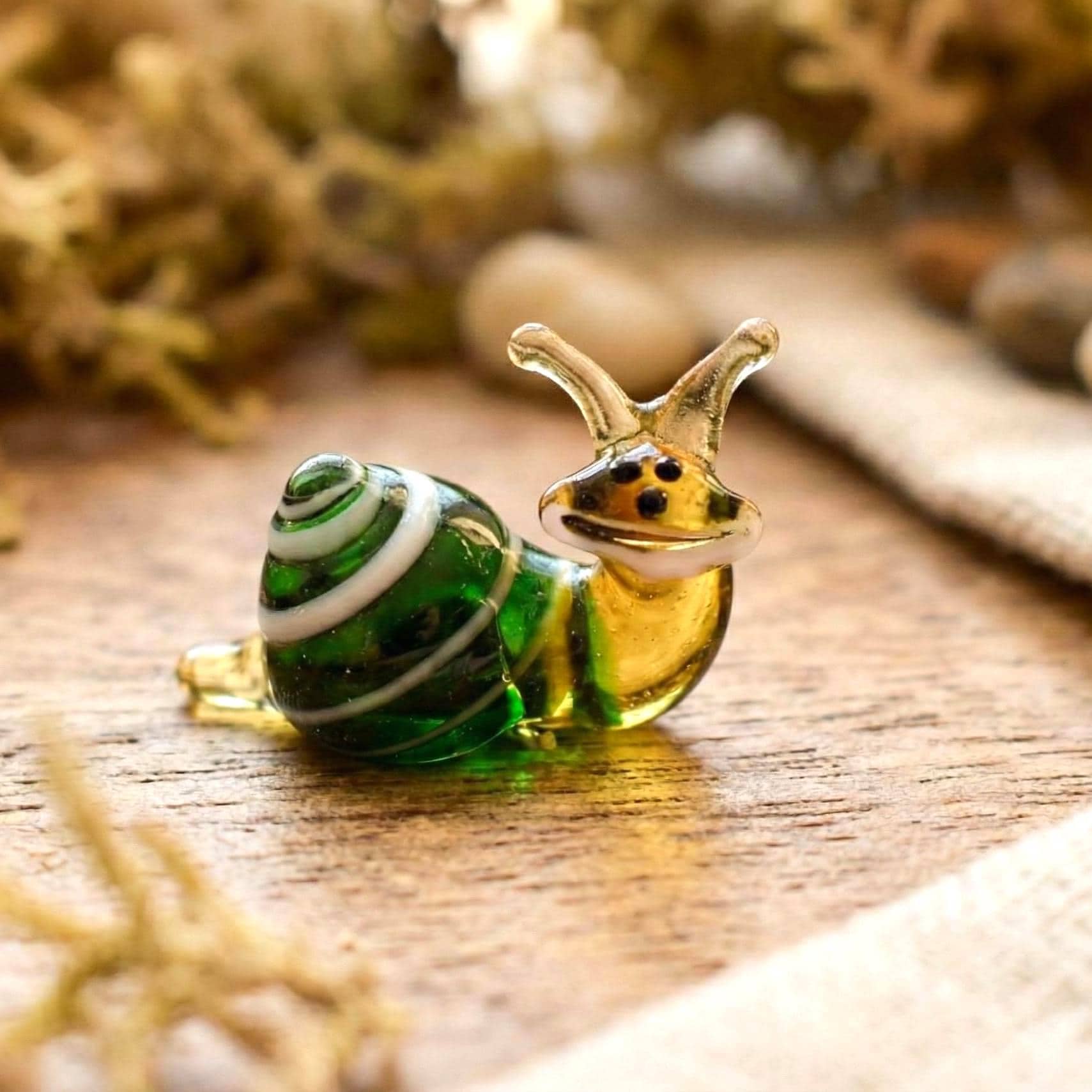 Green Glass Snail, Snail Decor, Snail, Glass Animals, Tiny Glass Animals, Snail Figurine, Glass Snail, Snail Gifts, Mini Glass Animals