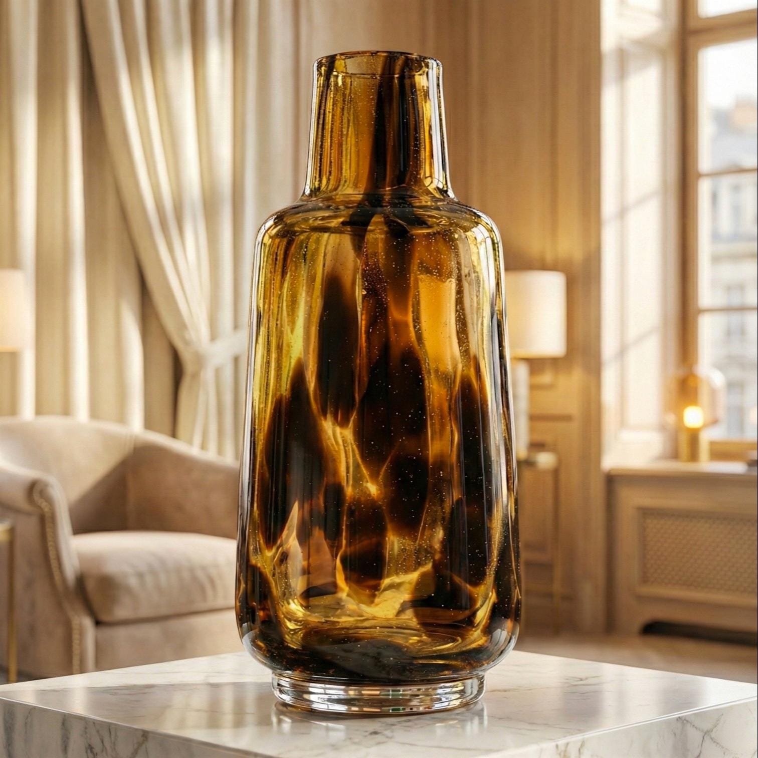 Hand Blown Amber Glass Vase