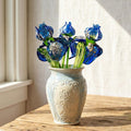 Beautiful blue and white glass Iris flower, mothers day gifts, Excellent addition to your glass collection, unique gift.