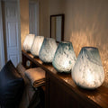 Hand Blown Turquoise Vase Lamp Set