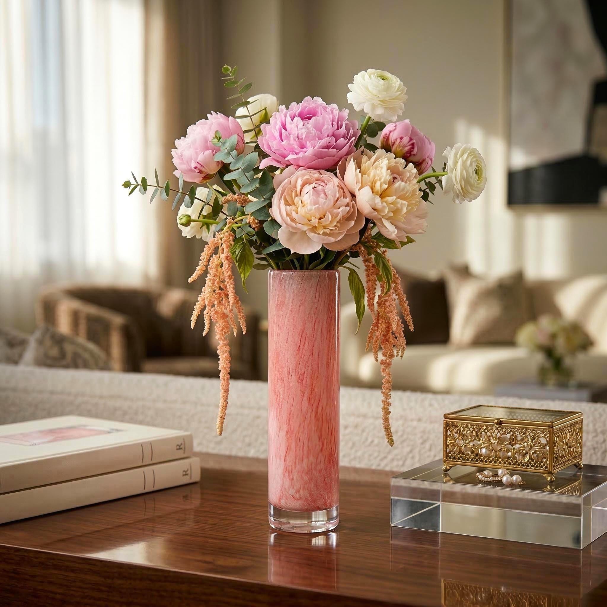 Pink Cylinder Glass Vase