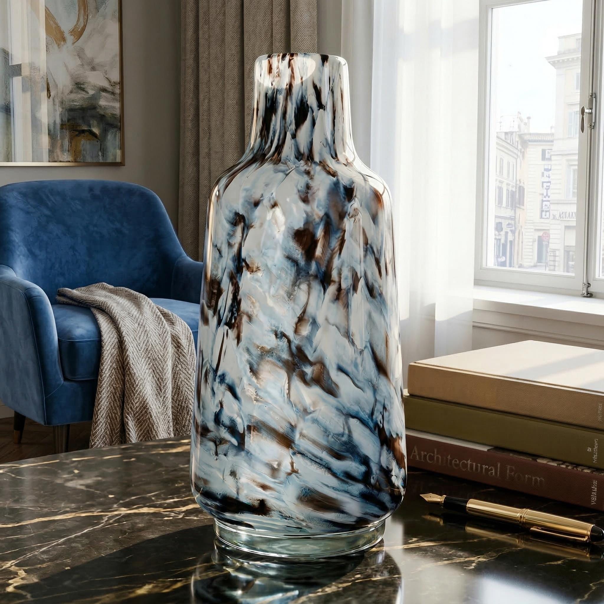 Black & White Art Glass Vase