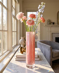 Pink Flower Vase, Pink Glass Vase, Pink Vase, Hand Blown Glass Vase, Cylinder Vase, Tall Vase, Handmade Vase, Art Glass Vase, Birthday Gift