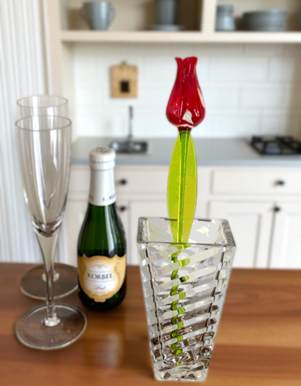 "Liora" Red Glass Tulip