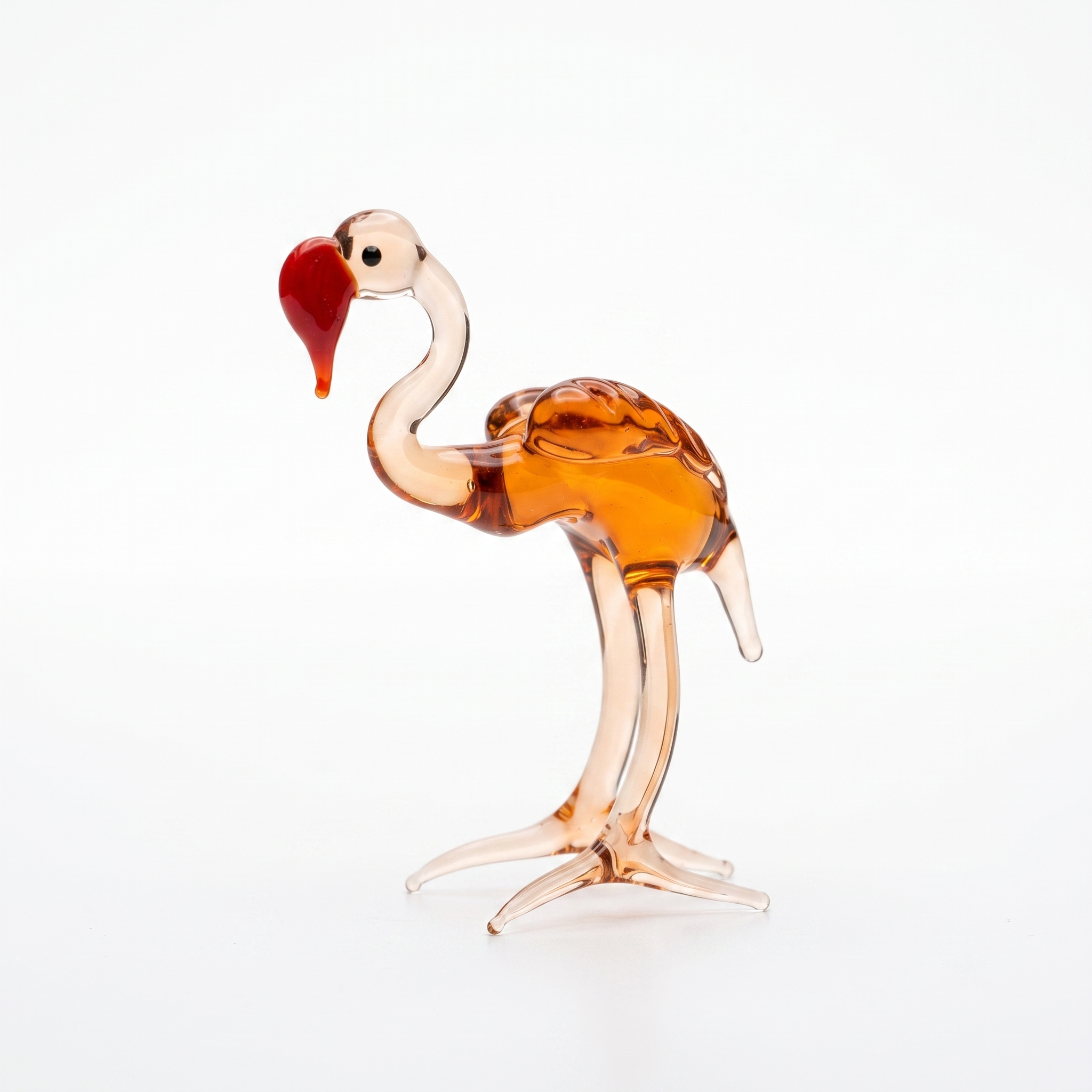 Rosy transparent Glass Flamingo