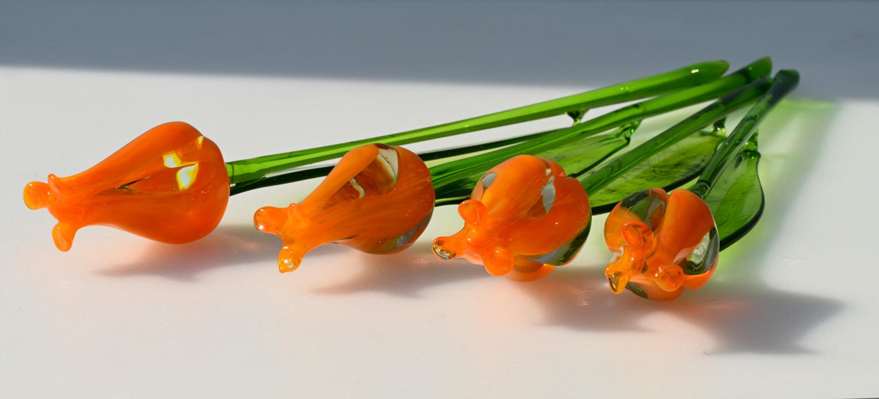 Bright Orange Glass Tulip