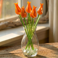Bright Orange Glass Tulip