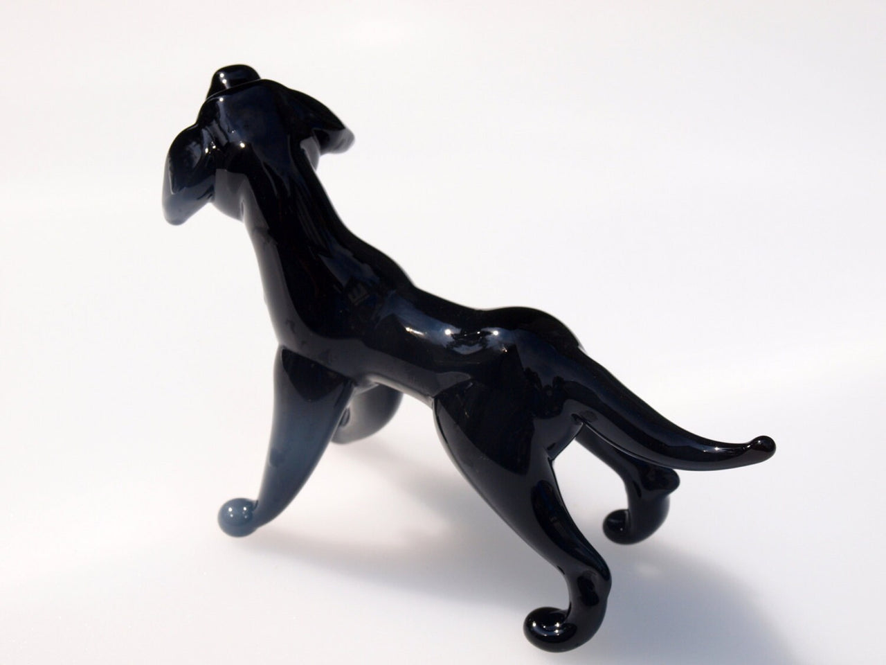 Black Labrador Glass Statue: Handmade Dog Figurine, Art Glass Gift