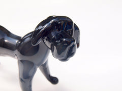 Black Labrador Glass Statue: Handmade Dog Figurine, Art Glass Gift