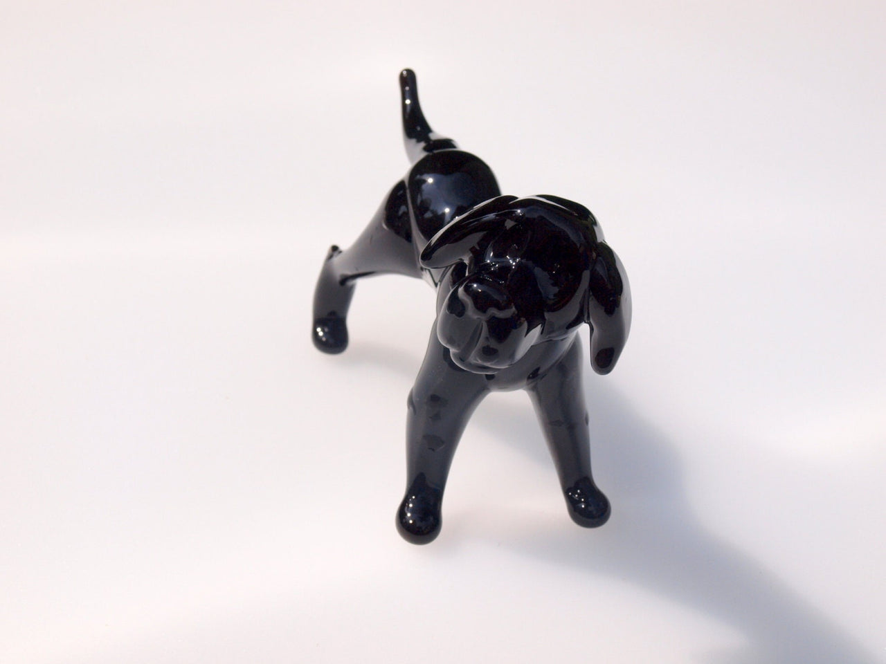 Black Labrador Glass Statue: Handmade Dog Figurine, Art Glass Gift