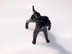 Black Labrador Glass Statue: Handmade Dog Figurine, Art Glass Gift