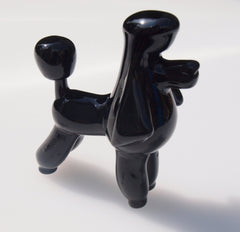 Mini Black Glass Poodle Figurine: Handcrafted Dog Keepsake