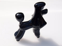 Mini Black Glass Poodle Figurine: Handcrafted Dog Keepsake