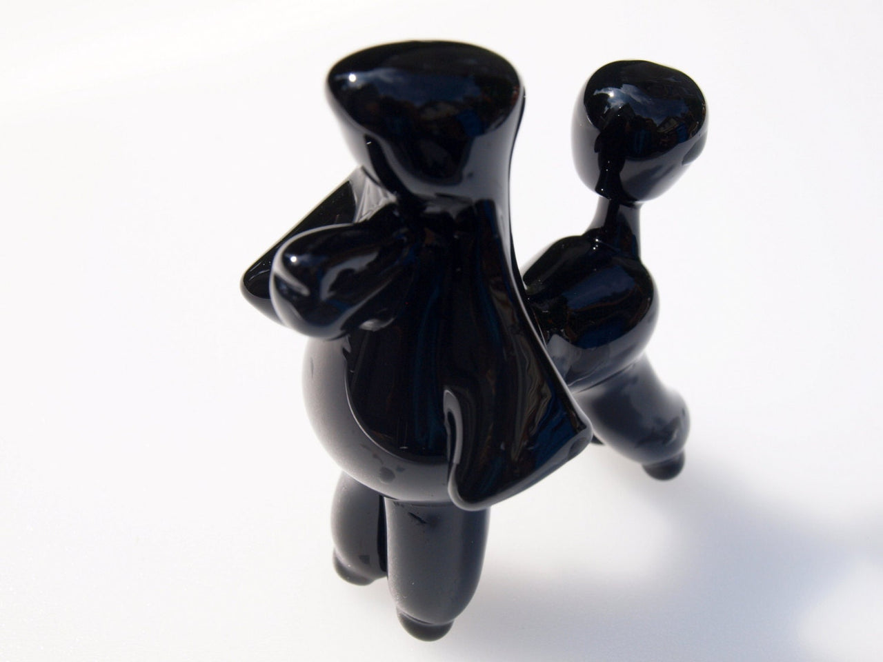 Mini Black Glass Poodle Figurine: Handcrafted Dog Keepsake