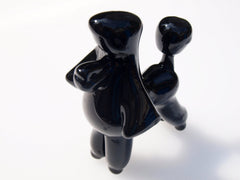 Mini Black Glass Poodle Figurine: Handcrafted Dog Keepsake