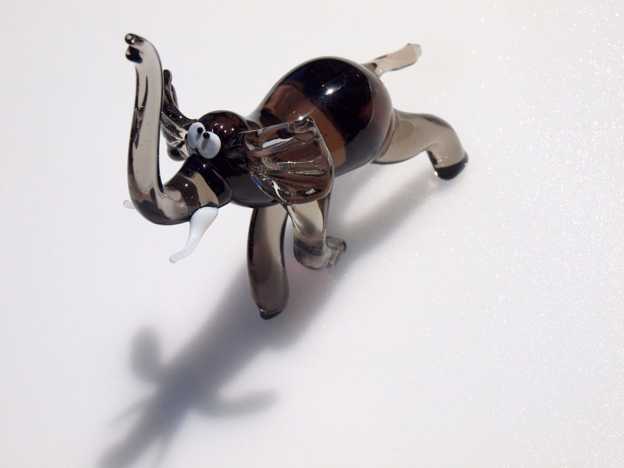Handmade Grey Glass Elephant Figurine: Collectible Art Glass Sculpture
