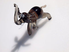 Handmade Grey Glass Elephant Figurine: Collectible Art Glass Sculpture