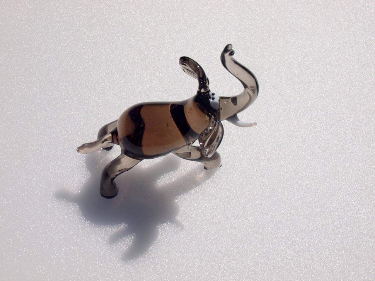 Handmade Grey Glass Elephant Figurine: Collectible Art Glass Sculpture