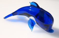 Cobalt Blue Glass Dolphin, Coastal Decor, Beach House Decor, Dolphin Gift, Blown Glass Animals, Ocean Art, Dolphin Statue, Paperweight