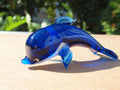 Cobalt Blue Glass Dolphin, Coastal Decor, Beach House Decor, Dolphin Gift, Blown Glass Animals, Ocean Art, Dolphin Statue, Paperweight